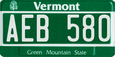 VT license plate AEB580
