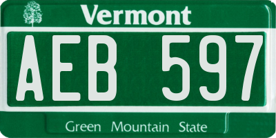 VT license plate AEB597