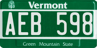 VT license plate AEB598