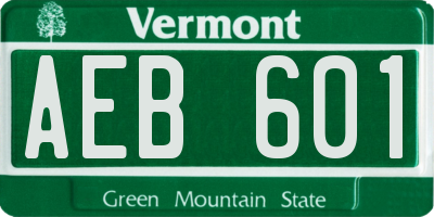 VT license plate AEB601