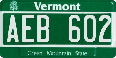 VT license plate AEB602