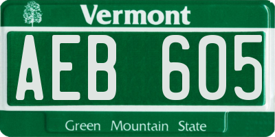 VT license plate AEB605