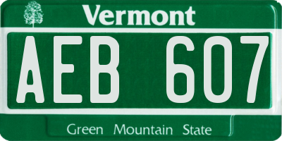 VT license plate AEB607