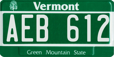 VT license plate AEB612