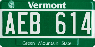 VT license plate AEB614