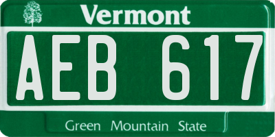 VT license plate AEB617