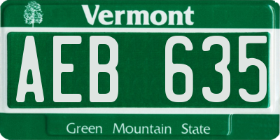 VT license plate AEB635