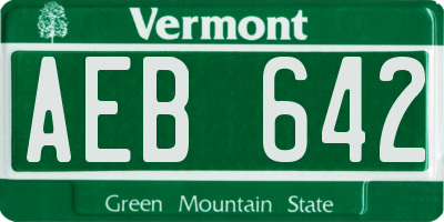 VT license plate AEB642