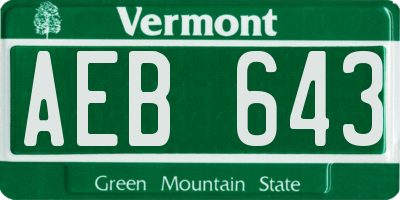 VT license plate AEB643