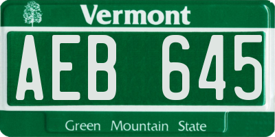 VT license plate AEB645