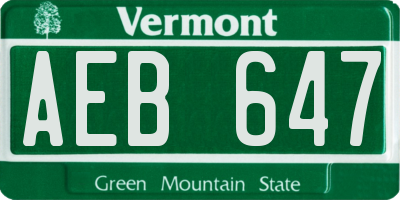 VT license plate AEB647