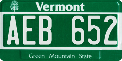 VT license plate AEB652
