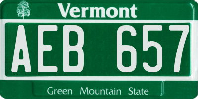 VT license plate AEB657