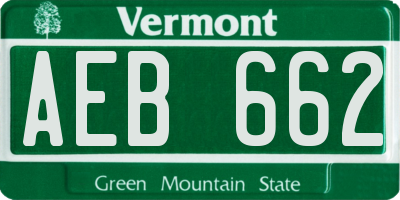 VT license plate AEB662