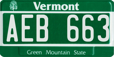 VT license plate AEB663