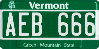 VT license plate AEB666