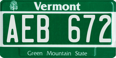 VT license plate AEB672