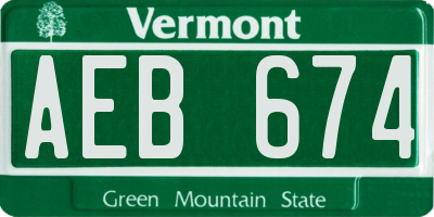 VT license plate AEB674