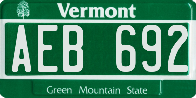 VT license plate AEB692