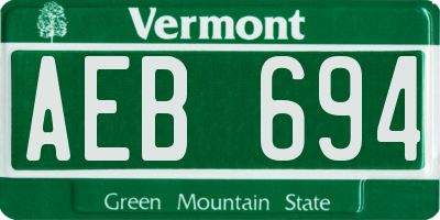 VT license plate AEB694