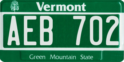 VT license plate AEB702