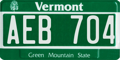 VT license plate AEB704