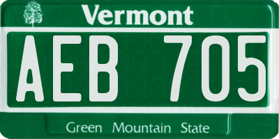 VT license plate AEB705