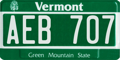 VT license plate AEB707