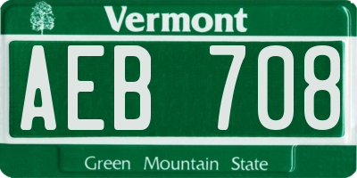 VT license plate AEB708