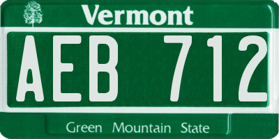 VT license plate AEB712