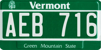 VT license plate AEB716