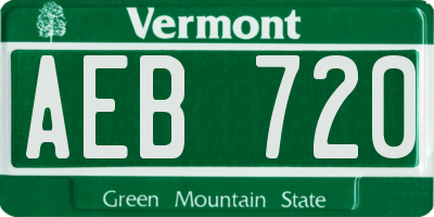 VT license plate AEB720