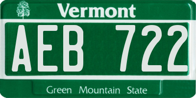 VT license plate AEB722