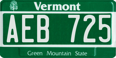 VT license plate AEB725