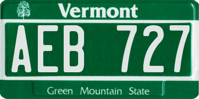 VT license plate AEB727