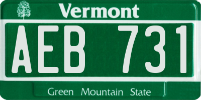 VT license plate AEB731