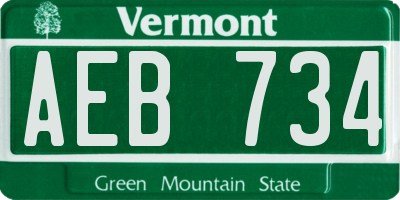 VT license plate AEB734