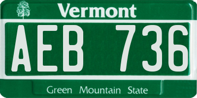 VT license plate AEB736