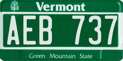 VT license plate AEB737