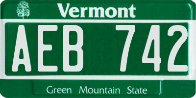 VT license plate AEB742