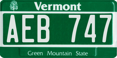 VT license plate AEB747