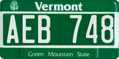 VT license plate AEB748