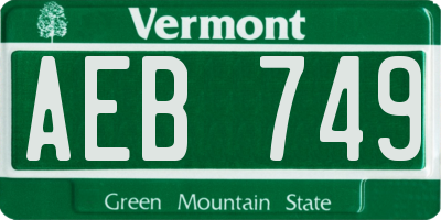 VT license plate AEB749