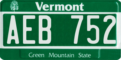 VT license plate AEB752