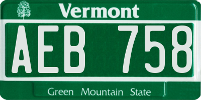 VT license plate AEB758