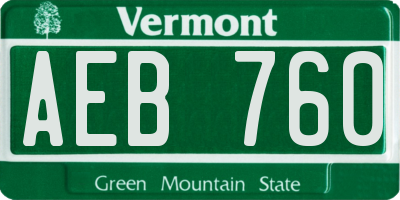 VT license plate AEB760