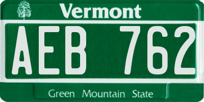VT license plate AEB762