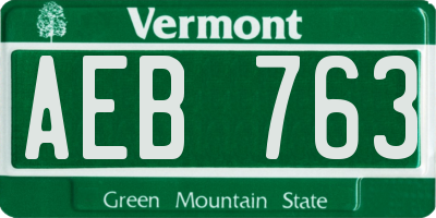 VT license plate AEB763