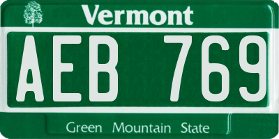 VT license plate AEB769
