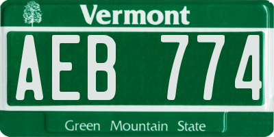 VT license plate AEB774